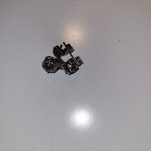 Elegant Silver and Blue Stud Earrings